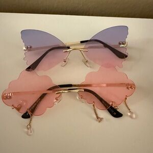 Butterfly and Cloud Sunglasses Set - Purple and Pink
